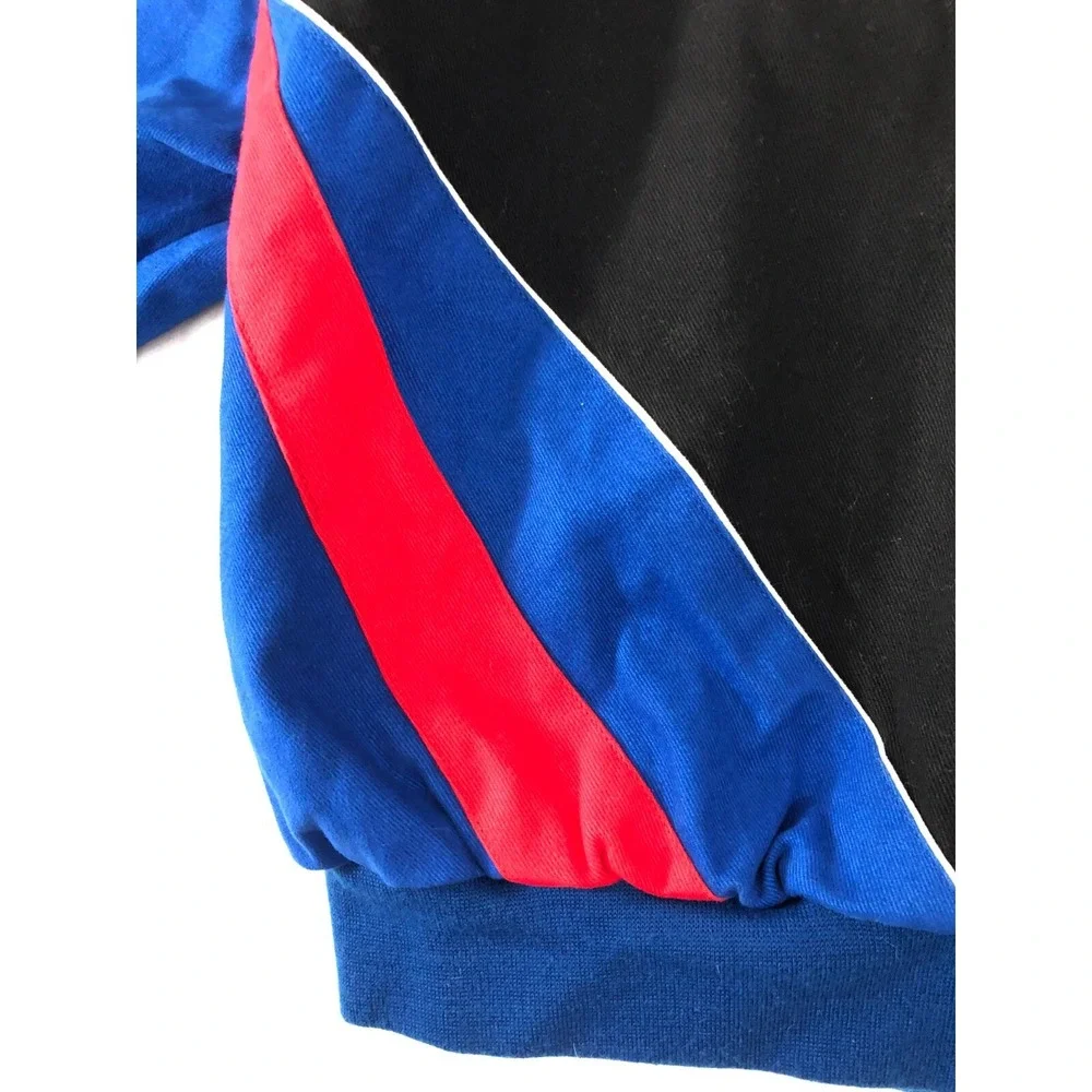 JH Design‎ NASCAR Jacket Men's 2XL XXL Black Blue Red Flag Logo Racing Coat
